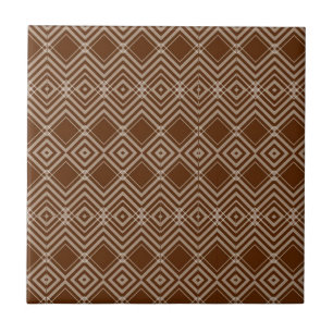 Ceramic Tile Brown & White Stripe Square