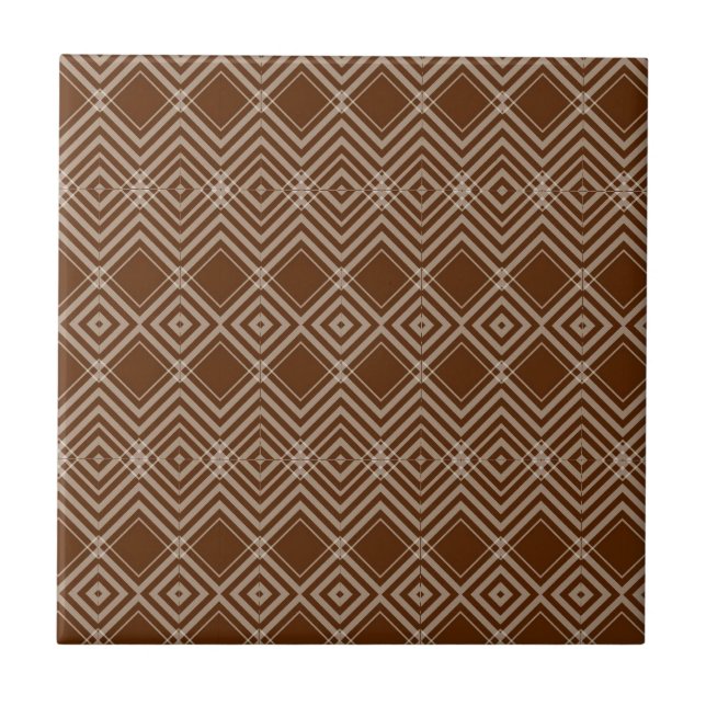 Ceramic Tile Brown & White Stripe Square (Front)