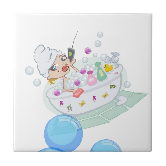 Ceramic Tile Bubble Bath Girly (Front)