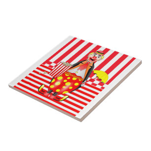 Ceramic Tile Clown Red Stripe