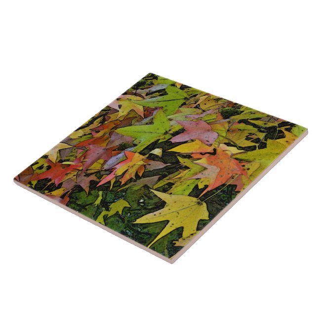 CERAMIC TILE /COLORFUL,  ALMOST STAR-SHAPED LEAVES (Side)