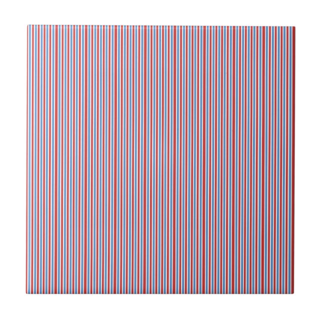 Ceramic Tile Colourful Red White Blue Stripe (Front)