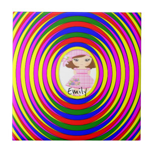 Ceramic Tile Colourful Stripe Circular