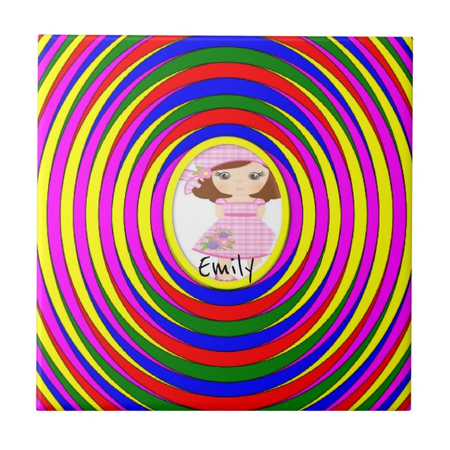 Ceramic Tile Colourful Stripe Circular (Front)