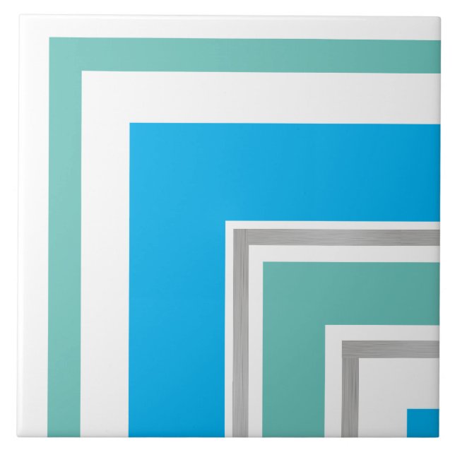Ceramic Tile - Cool Blue Silver Split Corner (Front)