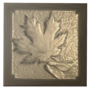 Ceramic tile, Craftsman Maple Leaf gold tone  Tile