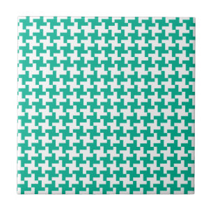 Ceramic Tile, Emerald Green Dogtooth Check Tile