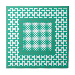 Ceramic Tile, Emerald Green Geometric Pattern Tile
