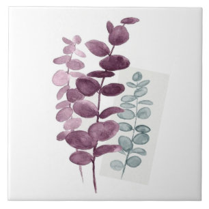 Ceramic tile-Eucalyptus Watercolours Indigo/Green Tile
