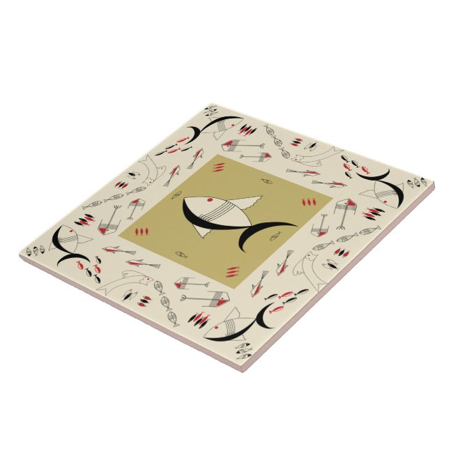 Ceramic Tile FABULOUS 1950s FISH Retro Vintage (Side)