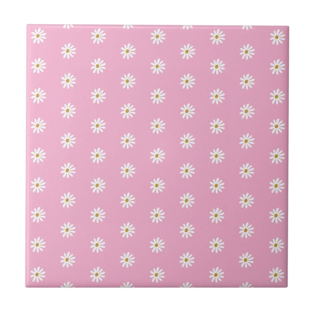 Ceramic Tile Featuring a Blooming Flower Design (Front)