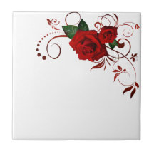 Ceramic Tile Floral Red Rose