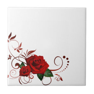Ceramic Tile Floral Red Rose
