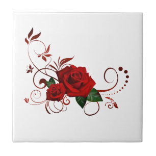 Ceramic Tile Floral Red Rose