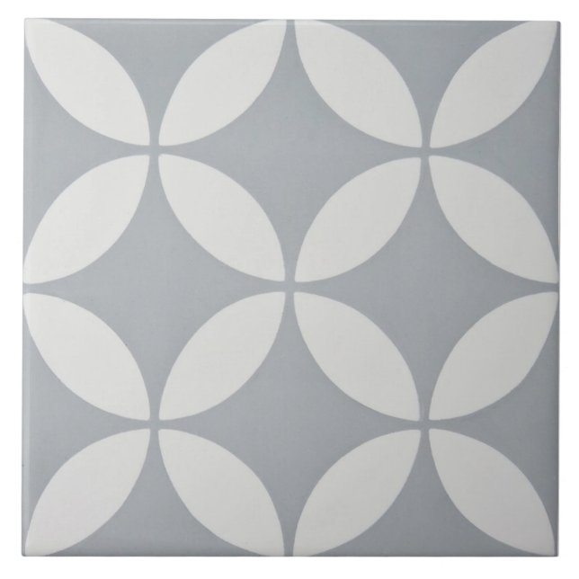 Ceramic Tile - Gray and White Floral Pattern (Front)