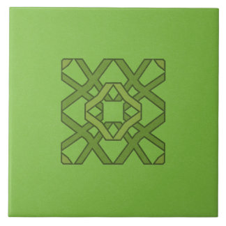 Ceramic Tile- Green on Green Block Pattern Tile