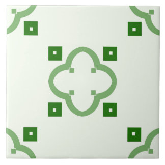 Ceramic Tile- Green Tiled Pattern on White Tile