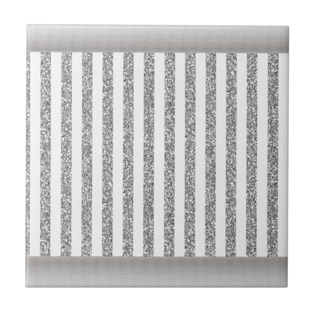 Ceramic Tile Grey Silver Stripe (Front)