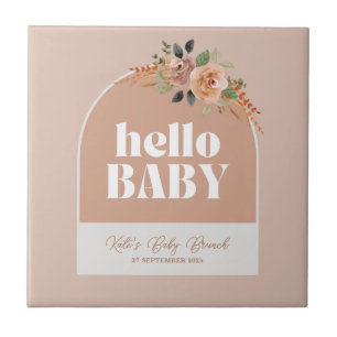 Ceramic tile,  Hello Baby, Boho Modern Baby Shower Tile