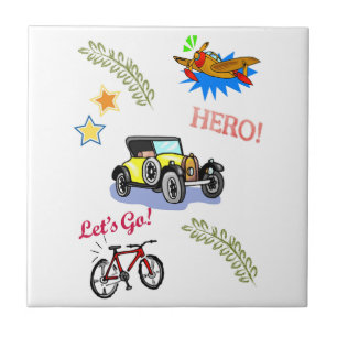 Ceramic Tile Hero Bicycle Car Aeroplane