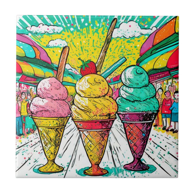 Ceramic Tile Ice Cream Acrylic Wall Tile Art (Front)