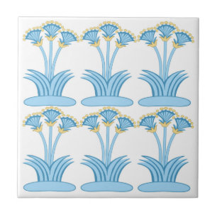 Ceramic Tile in Minoan Lilies aqua