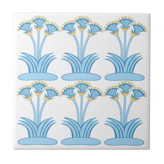 Ceramic Tile in Minoan Lilies aqua (Front)