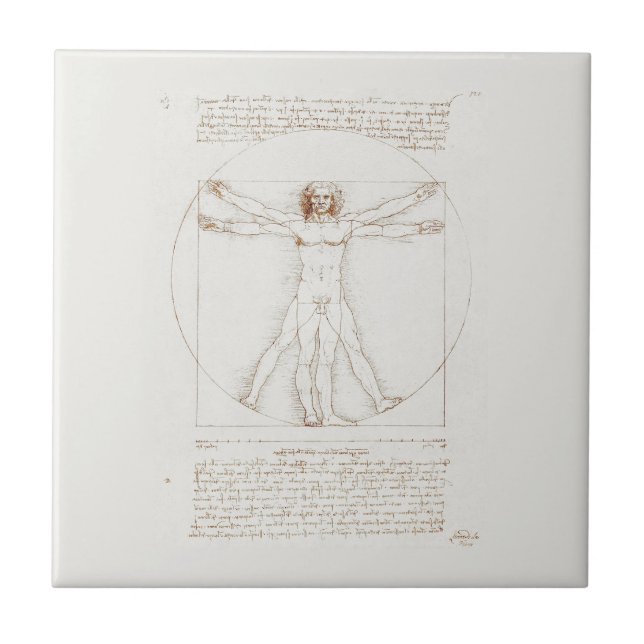 CERAMIC TILE : LEONARDO DA VINCI : VITRUVIAN MAN (Front)