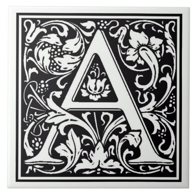 Ceramic Tile - Monogram Letter A (Front)