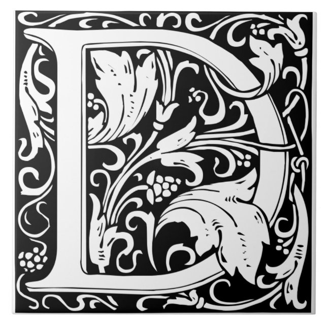 Ceramic Tile - Monogram Letter D (Front)