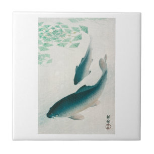 CERAMIC TILE : OHARA KOSON : CARP/KOI 1926