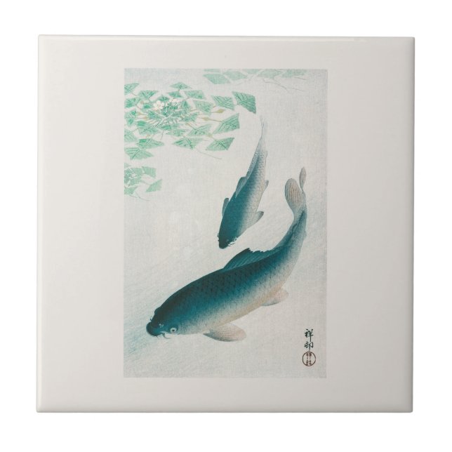 CERAMIC TILE : OHARA KOSON : CARP/KOI 1926 NAPKIN (Front)