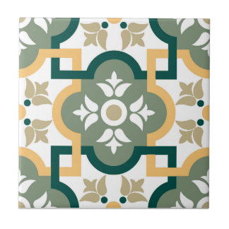 Ceramic Tile -Pattern 1 Hunter Green/Rust/Gold