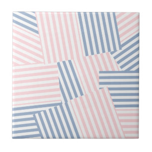 Ceramic Tile Pink & Blue Stripe 