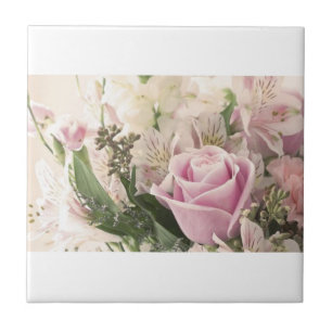 Ceramic Tile Pink Rose Floral