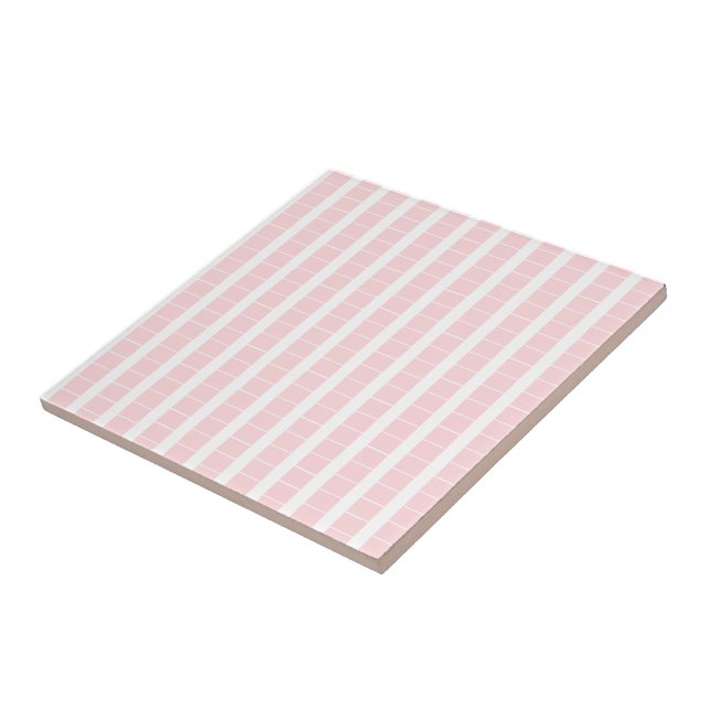 Ceramic Tile Pink & White Stripe Square (Side)