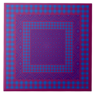 Ceramic Tile, Purple and Blue, Checks and Ogees Tile