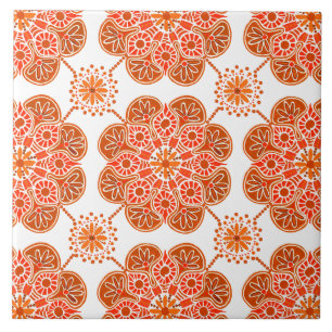 Ceramic Tile red and orange repeating pattern