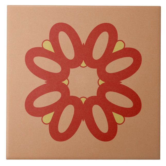 Ceramic Tile- Red and Yellow Textured Design Ceramic Tile (Front)