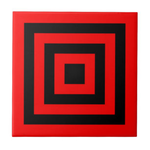 CERAMIC TILE - RED BLACK SQUARES