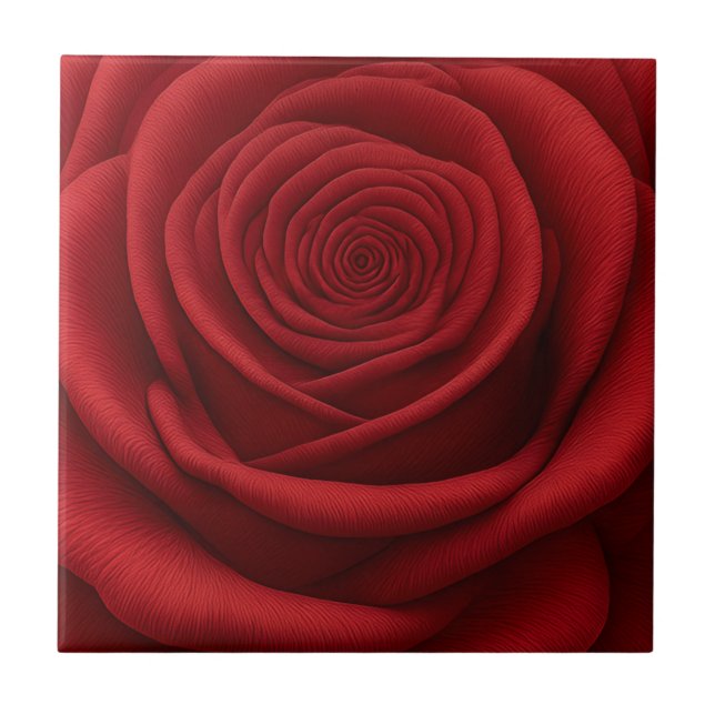 Ceramic Tile - Red Rose Flower (Front)
