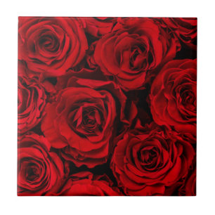 CERAMIC TILE : RED ROSES : CUSTOMISABLE