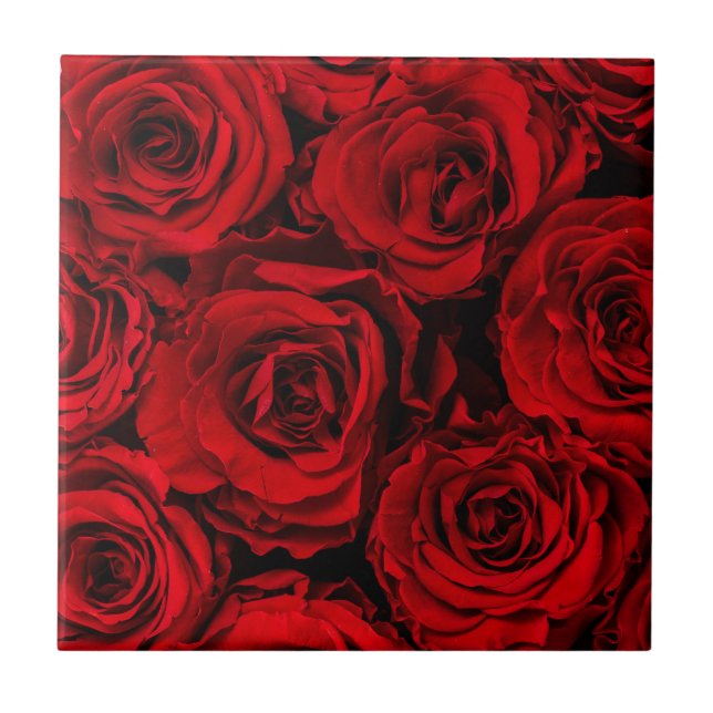 CERAMIC TILE  : RED ROSES : CUSTOMISABLE (Front)