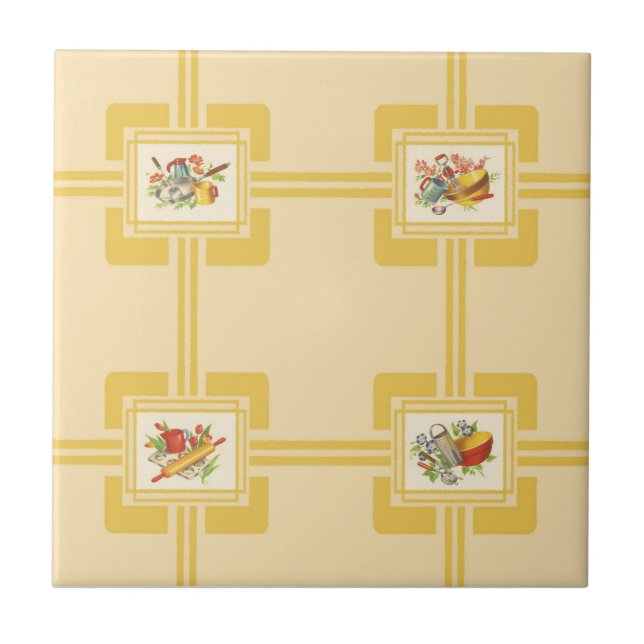 Ceramic Tile, Small-MEEMAW'S KITCHEN-YELLOW Ceramic Tile (Front)