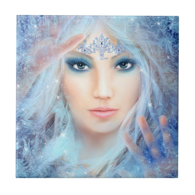 Ceramic  Tile Snow queen. Winter beautiful woman. (Front)