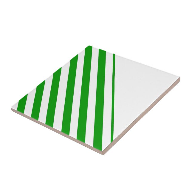 Ceramic Tile Stripe Green & White Stripe (Side)