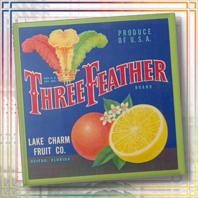 CERAMIC TILE - "Three Feather" - Crate label (Creator Uploaded)