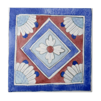 Ceramic tile Traditional Sicilian blue and red