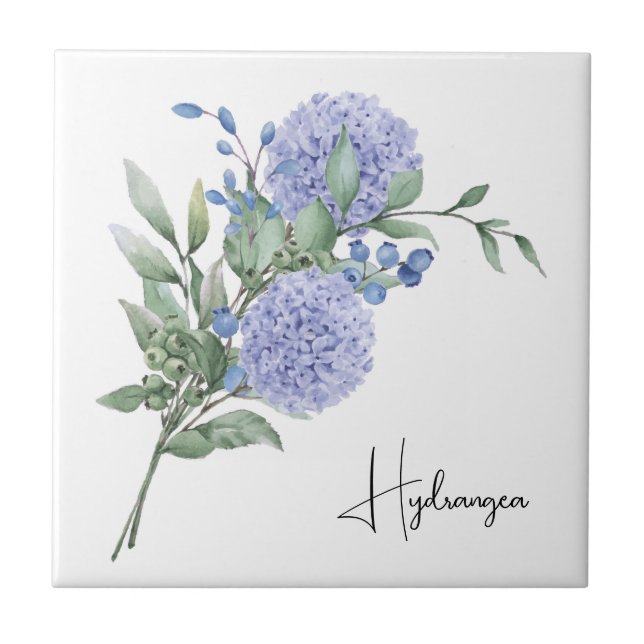 Ceramic Tile/Trivet-Floral Hydrangea Ceramic Tile (Front)