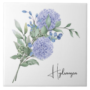 Ceramic Tile/Trivet-Floral Hydrangea Ceramic Tile